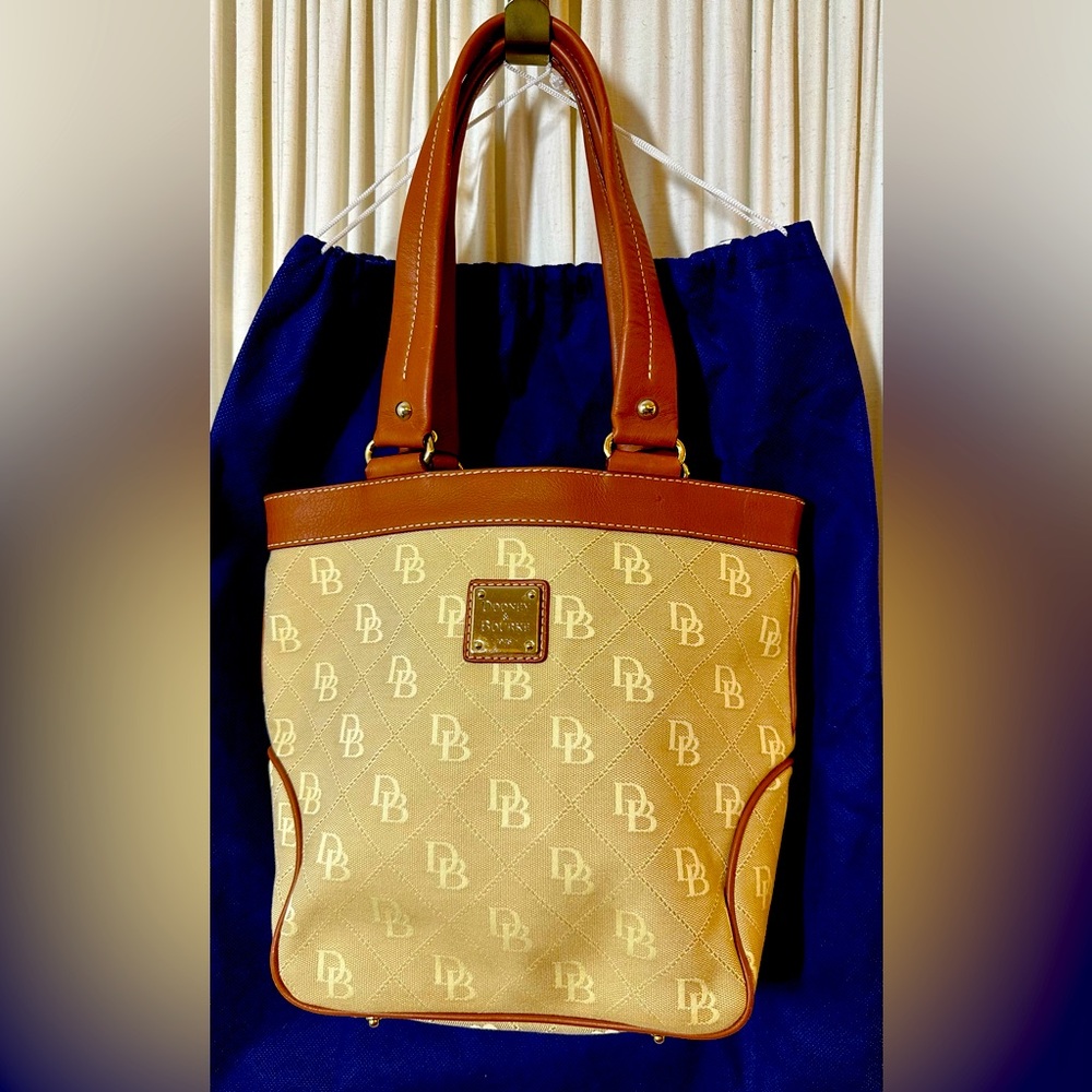 Dooney & Bourke Leather and Canvas Medium Zip Tote